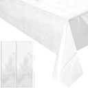 2 Pieces White Iridescence Tablecloth - 40 x 106“ Disposable Shiny Laser Table Cloth - Glitter Plastic Tablecloths - Holographic Iridescent Table Cover for Party Decoration, Wedding and Banquet