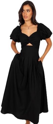 Petal & Pup Women's Maria Puff Sleeve Midi Dress, XS