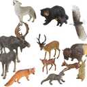 Kaplan Early Learning North American Wildlife Set - 13 Piece Realistic Animal Figurines Playset for Kids 3+