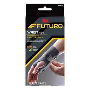 FUTURO Compression Stabilizing Wrist Brace, Right Hand, Small/Medium Size, Provides Support to Injured Wrists, Easy-to-Use Design, Three Straps Provide a Customizable Fit (48400ENR)