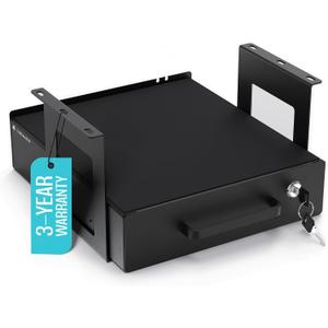 Under Desk Drawer Slide-Out  Lockable Metal Storage Drawer with Cable Management for Office & Home (Single, Bracketed)