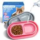 Ant Away Outdoor Cat Bowl, Double Pet Bowl with Water Moat, Spill-Proof Design, Food & Water Feeder for Outdoor Cats Ants Away, Easy Clean, Lightweight Plastic(Small, 2 Packs)