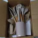 Thickened Silicone Kitchen Utensils Set, 600°F Heat Resistant Silicone Cooking Utensils, Spatula, Spoon, Whisk, Tongs, Kitchen Gadgets Sets for Nonstick Cookware, Dishwasher Safe BPA Free , Cream White 