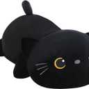 SQEQE Weighted Black Cat Plush, Weighted Black Cat Stuffed Animal, Cute Plushies Soft Pillow Toy Gift for Kids Adults 13.8 Inch, 1.6 Lbs