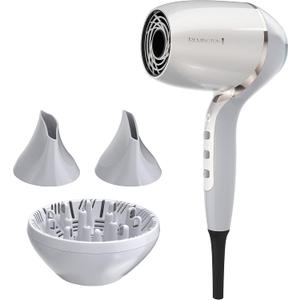 Remington PROLUXE HydraCare Hair Dryer with Diffuser, 1875 Watts | HydraCare Sensor for Heat Protection, pearl white and gray design, Digital Motor, 3 Heat/2 Speed Settings