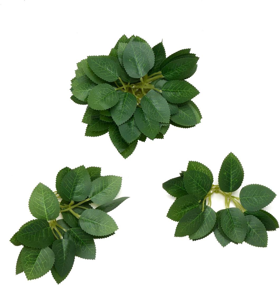 100 Pcs Artificial Green Rose Leaves Decoration,Bridal Wreath Decor,Wedding Party Birthday Proposal Decorations, Wreath/Green/Loose/Rose Leaves
