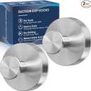 Upgraded Suction Cup Hooks for Shower, Heavy Duty Removable Towel Hooks for Bathroom Glass Door Wall, Stainless Steel Shower Hooks for Towel & Loofah (2 Pack, Silver)