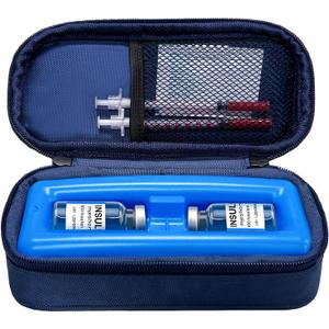 Insulin Cooler Travel Case for Vial, Portable Insulated Medication Cooler for Diabetes  TSA Approved, Keep Peptide Vials & Medicine Bottles Refrigerated, Small Diabetic Cool Bag (Nvay Blue)