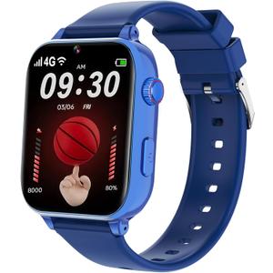 4G Kids Smart Watch GPS Tracker, Smartwatch for Kid with SIM Card, Calling, Voice Chat, Class Mode, SOS, Pedometer, Alarm, Games, HD Touch Screen Phone Watch Gift for 4-12 Girls Boys, Black Grey
