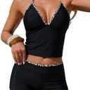 ZAFUL Women’s Tankini Swimsuits V Neck Halter Top with Boyshorts Bottom Tummy Control Two Piece Bathing Suit M