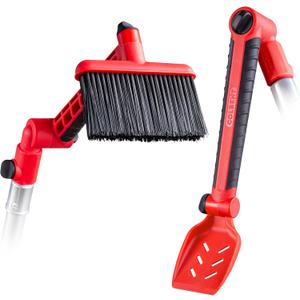 Multi-Angle Gutter Cleaning Tools from the Ground - Gutter Cleaner tool attachment for Threaded Poles - Gutter Scoop & Brush for rain gutter cleaning and leaf removal from Gutter Guard