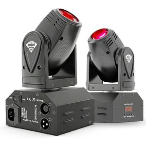 SHEHDS 10W Moving Head Lights, RGBW 4in1, Beam/Strobe Mini Stage Lights Professional, 11/13 DMX Channels, Sound Activated for Disco Club Party Dance Wedding Bar - 2 Pack