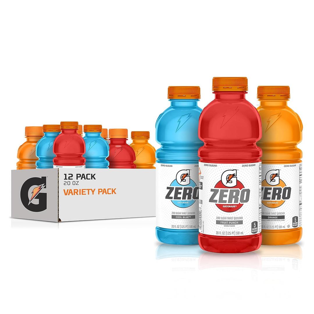 Gatorade G Zero Thirst Quencher, 3 Flavor Variety Pack, 20oz Bottles (12 Pack) (EXP 02/06/27)