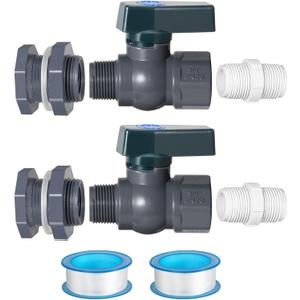 2 Pack Rain Barrel Spigot Kit - Suswillhit Water Barrel PVC Garden Diverter Kit with Bulkhead Fitting Hose Faucet Adapter and Thread Seal Tape for Water Tanks, Aquariums, Tubs, Pool, Garden Barrel