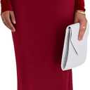 PRETTYGARDEN Fall Dresses for Women 2025 Elegant Off The Shoulder Long Sleeve Formal Wedding Guest Bodycon Maxi Dress(Wine Red,Large)