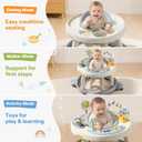 Baby Walker with Wheels, Foldable Baby Walker for Baby 6-12 Months, 3-Position Rotating Seat with Interactive Activity Center, Music Buttons, Baby Walkers for Boys Girls(Grey)