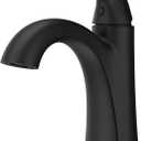 Pfister Willa Single Handle Bathroom Sink Faucet 1 Hole Matte Black with Spot Defense Finish Push & Seal Drain NSF Certified Water Efficient Vanity Faucet LF042MALSDB