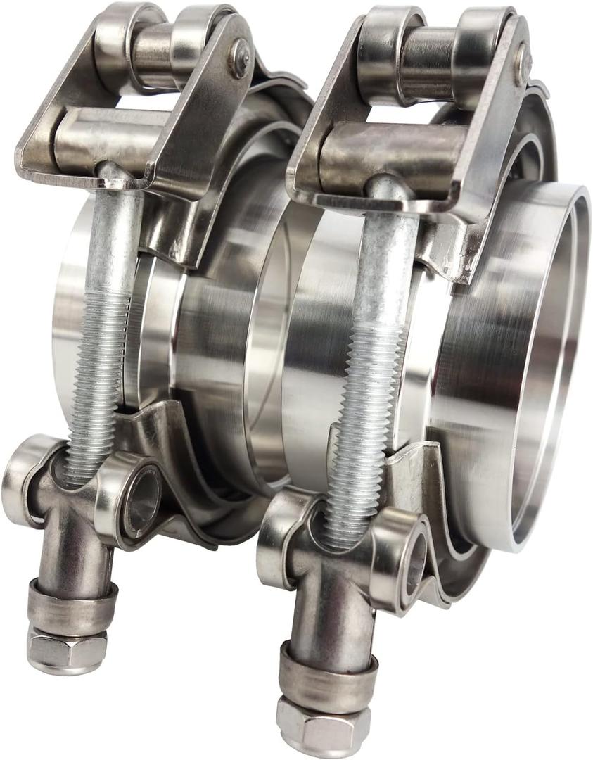 2 X 2.5" Quick Release V-Band Clamp with Male Female Flanges 304 Stainless Steel for Turbo Downpipes (2.5 inch, 2 Pack)