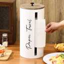 Farmhouse Paper Towel Holder Rustic Wall Mounted Paper Towel Dispenser with Wooden Lid for Kitchen Home Decor Country Bathroom
