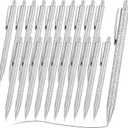 Leinuosen 20 Pcs Ballpoint Pens Comfortable Writing Metal Retractable Black Ink Gift Pens with Medium Point for Office Supplies(Silver)