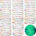 Ecation 96 Pcs Beaded Friendship Bracelets Bulk Colorful Glow in the Dark Inspired Letter Bracelets Y2k Stretchy Preppy Adjustable Jewelry for Music Lovers Fans Women Party Favor Gifts
