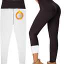 Women's Fleece Lined Leggings Weather Thick Thermal Warm Winter Tights Butt Lift High Waist Tummy Control Yoga Pants (Brown)