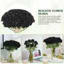 60 Pcs Artificial Roses Bulk Velvet Silk Black Roses Roses for Wedding Centerpieces Bridal Bouquet Mohter's Day Valentine's Day Halloween Home Decor(60, Black)