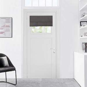 WdFour Blackout Door Curtain for Glass Cover, Small Solid Color Window Covering, Tie Up Shade, Room Darkening Front Door Curtain 24W x 18L Inches, 1 Panel, Dark Gray.