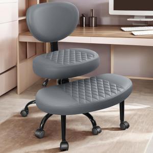 Cross Legged Office Chair with Wheels, Meditation Chair, ADHD Desk Chair for Adults, Adjustable Height Yoga Office Chair, Wide Criss Cross Chair with Lumbar Support, Kneeling Chair-Dark Gray
