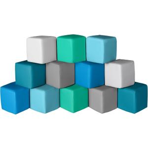 Foam Building Blocks for Kids: 12-Pieces PU Leather Colorful Foam Blocks - Building Toys for Toddler - Giant Stacking Blocks Toys - Soft Indoor Playset for Birthday Gift Preschool Learning (Modern)