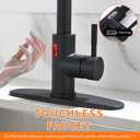 OWOFAN Touchless Kitchen Faucet with Pull Down Sprayer LED Light Single Handle Kitchen Sink Faucet Motion Sensor Smart Hands-Free Black
