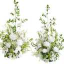 Ling's moment 41.0" Tall Free-Standing Wedding Aisle Artificial Flowers for Ceremony Decor, 2PCS White Walkway Floral Chair Markers, Faux Rose Altar Arch Arrangement Spring Decorations Outdoor