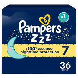 Pampers ZZZ Overnight Diapers, Size 7 (41+ lbs), 36 Count, Nighttime Protection Disposable Baby Diaper, Night Time Leak and Skin Protection