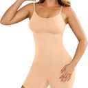 Shapewear Tummy Control for Women Seamless Bodysuit with Adjustable Straps Body Shaper Suits (Beige, XS)