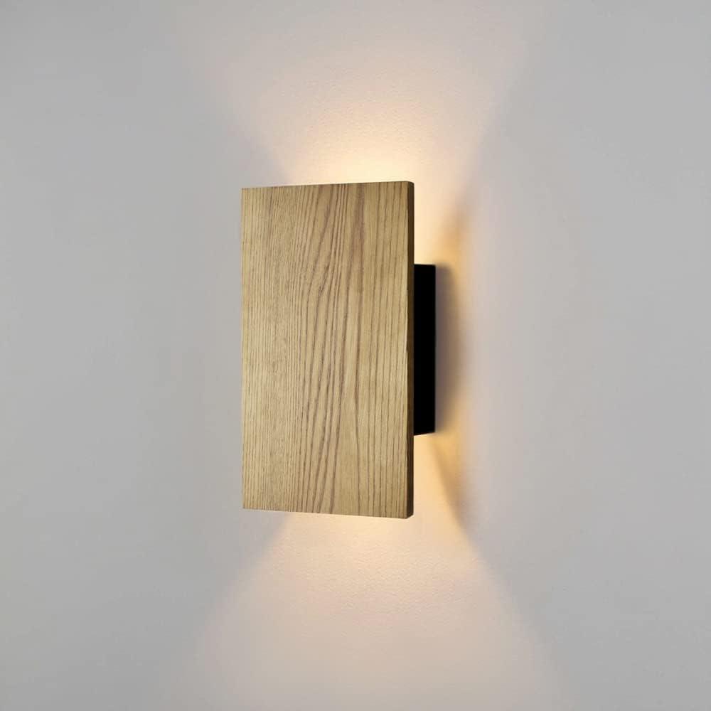 Wall Lights for Living Room with Switch,Nature Wood Wall Lamp in Modern Design,Vintage Led Wall Sconce Up and Down Indoor for Bedroom,Hallway,Hotel,Retro Night Lamp Warm White,8w,1pack