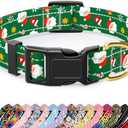 TMOODEL Reflective Dog Collar, Cute Christmas Style Dog Collars for Medium Dogs, Soft Nylon Puppy Collar for Boy and Girl Female Dog, Adjustable Heavy-Duty Pet Collar with Quick Release Buckle, Green