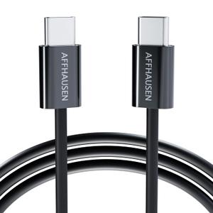 AFFHAUSEN USB C to USB C Cable 7ft (Matte Black), 60W Fast Charging, 480Mbps, USB-C Charging Cord for iPhone 17/16/15, MacBook Air/Pro, iPad Pro, Samsung Galaxy S25