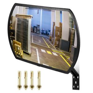 Geetery 1 Pcs 24" x 15" Garage Mirror Convex Security Outdoor Indoor Round Rectangular Acrylic Traffic Mirror Corner Blindspot for Wall Parking with Protective Film for Driveway