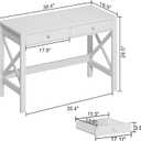 ChooChoo Computer Desk Study for Home Office, Modern Simple 40 Inches Desk with Drawers, Makeup Vanity Console Table, White