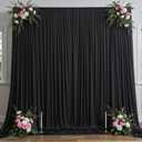 10ftx12ft Black Wrinkle-Free Wedding Backdrop Curtain -Silky Washable Black Polyester Drapes for Baby Showers, Birthday Parties, Photography, and Wedding Receptions-2 Panels 5FTx12FT