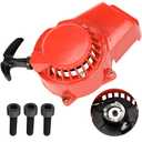 HIAORS Alloy Pull Start Recoil Starter With Screws for 47cc 49cc 2 Stroke Super Pocket Rocket Bike 50cc SYX Moto SSR SX50 Coolster Mototec Demon Chinese Kids Pit Dirt Bike ATV Quad Mini Moto Parts Red