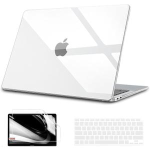 B BELK Compatible with MacBook Air 13 inch Case 2022 2021 2020 2019 2018 M1 A2337 A2179 A1932 Touch ID,Plastic Hard Shell Case for MacBook Air 13.3 inch+Keyboard Cover+Screen Protector,Crystal Clear