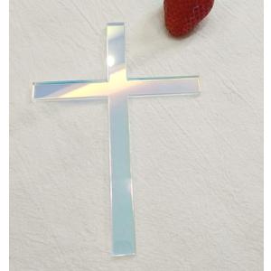 Cross Cake Decoration, Acrylic Cross Cake Charm Topper, Cake Decoration Acrylic Baptism Cross Cake Charm Religious Celebration (Rainbow, 8")