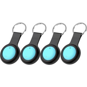 Smart Tracker Tags-4 Pack for iOS-Accurate Location Tracking-Waterproof & Compact Design-Long-Lasting Battery-Ideal for Keys, Luggage, and Pets (JWX-BlackF, 1 Pack) (BlueF, 4 PCS)