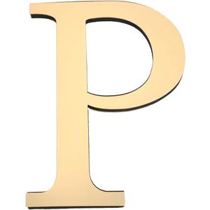 PATIKIL 7.87 Inch 3D Acrylic Alphabet Mirror Wall Stickers Letter P Self-Adhesive Home Decor Letter Sign Art Sticker Decal for DIY Home Decoration Light Gold