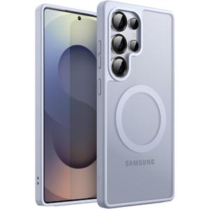 JETech Magnetic Case for Samsung Galaxy S25 Ultra 5G, Compatible with MagSafe, Translucent Matte Back Shockproof Phone Cover (Titanium Silver blue)