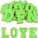 Morcheiong 26Pcs Self Adhesive Chenille Letter Patches A-Z, Chenille Letters for Clothing, Fabric, Shoes, Bags (Bright Green)
