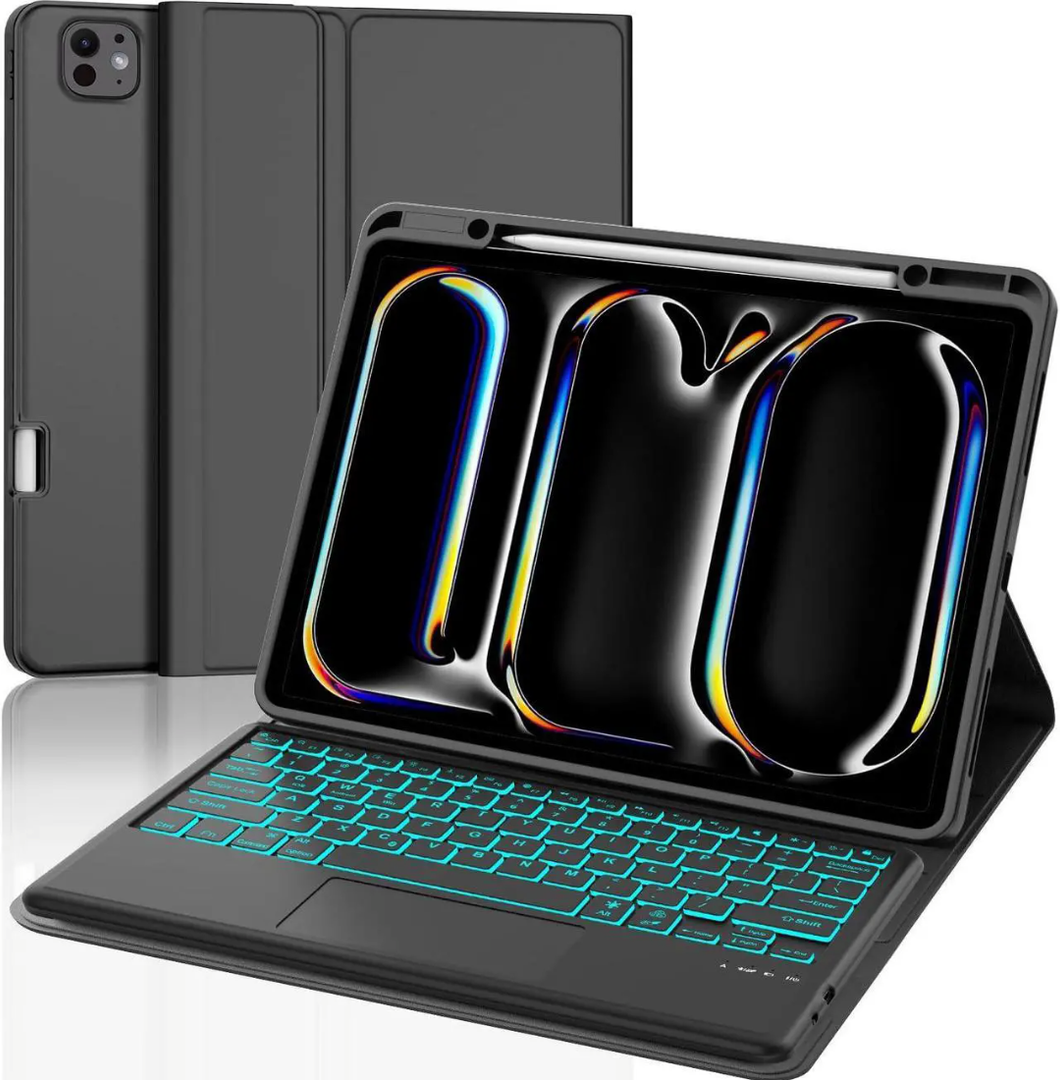 YEHOBU for iPad Pro 13 inch Case with Keyboard (M5 2025/M4 2024), 7-Color Backlit, Magnetic Detachable Keyboard, Trackpad, Slim Folio Cover with Pencil Holder, Multi-Viewing Angles, Auto Sleep/Wake