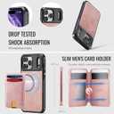 for iPhone 17 Pro Max Wallet Case Compatible with Magsafe, Magnetic RFID Blocking Card Holder Kickstand 2 in 1 Detachable Case for iPhone 17 Pro Max 6.9", Rose Pink