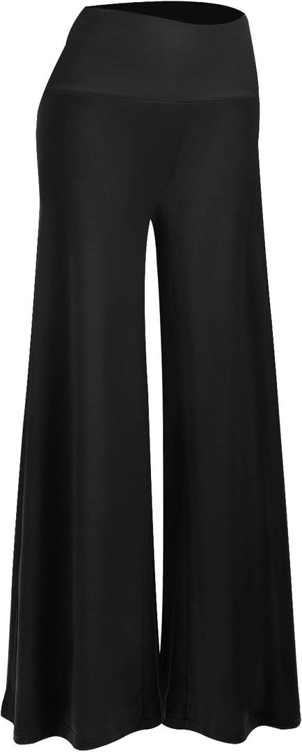 Arolina Women's Stretchy Wide Leg Palazzo Lounge Pants Casual Comfy High Waist Palazzo Pants (Large, Black)